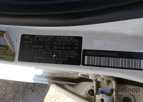 2009 Kia Rio Lx z USA, uszkodzony, nr VIN KNADE223296444929